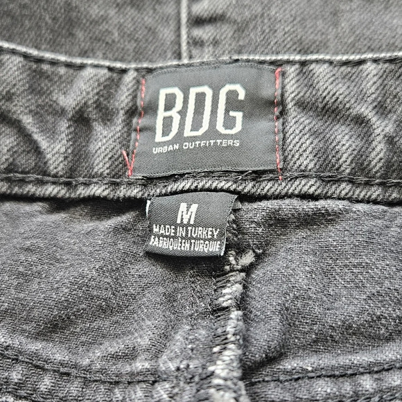 BDG Womens Black All Cotton Distressed Denim Mini Skirt Sz M Raw Hem Button Up - Picture 10 of 11